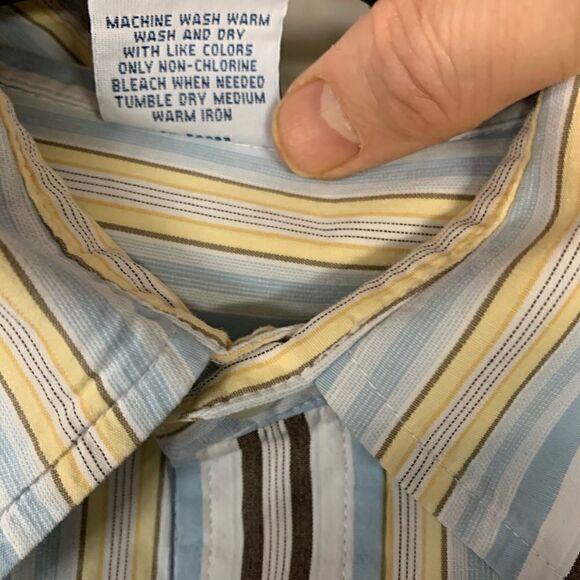 Old navy shirt blue white/yellow/green stripes xl - Picture 7 of 7